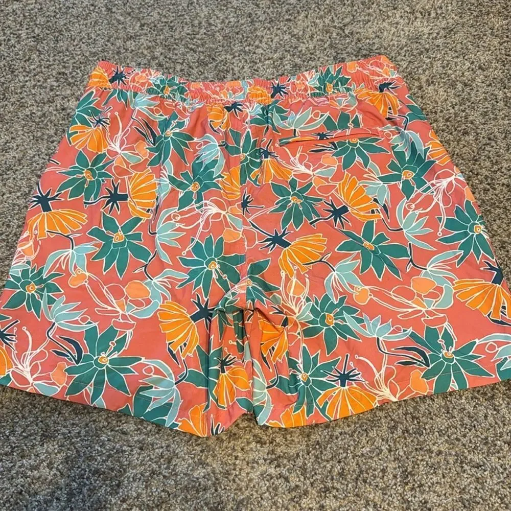 Goodfellow & Co Men's Swim Trunk Shorts Quick Dry Swimsuit Red Floral Size Large